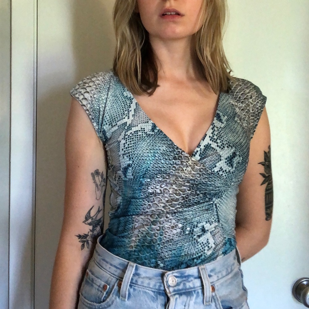 Vintage Roberto Cavalli Snake Print Top